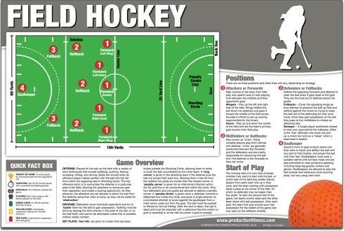This colorful 24 x 36 laminated chart depicts the field hockey playing fiel...