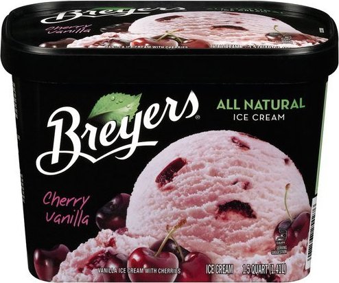Breyers Cherry Vanilla Ice Cream: * All natural * Cherries * Kosher.