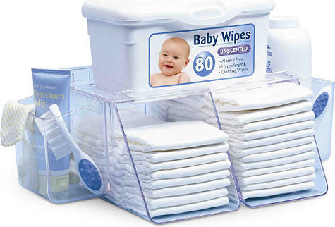 Dresser Top Diaper Wipes Organizer Storage Bins Baby Changing Station Depot 