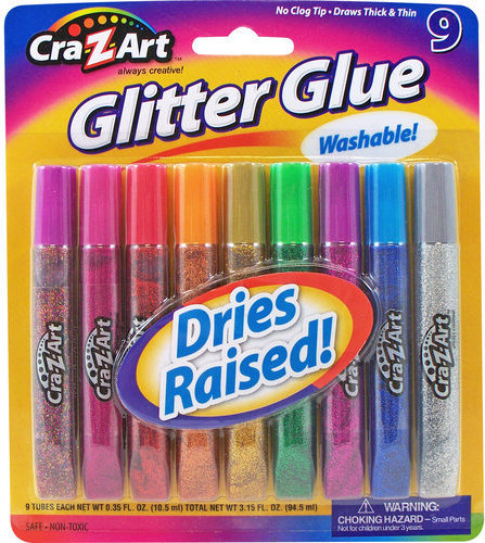 Cra-Z-Art Washable Glitter Glue, 9ct: * Dries raised * No clog tip * Non-to...