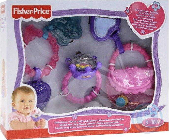 Fisher-Price Brilliant Basics Little Glamour RATTLE Gift Set of 3 Baby Teething 