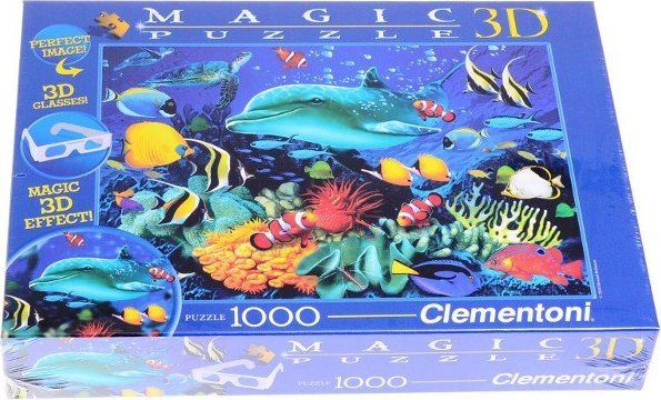Clementoni Magic 3D Dolphin Reef 1000 Piece Jigsaw Puzzle Free Glasses Eco Box 