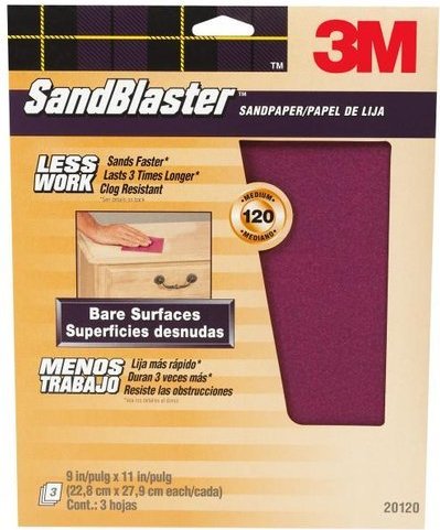 3-Pack 9-Inch by 11-Inch 60-Grit 3M SandBlaster Paint Stripping Sandpaper