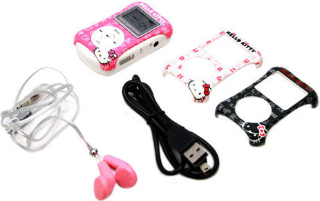 Hello Kitty by Camomilla Portable Pocket/MP3 Player Fuchsia Glitter Funny Face 