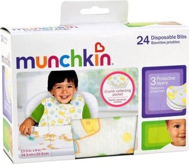 735282415012 Munchkin, Disposable Bibs, 24 Pack
