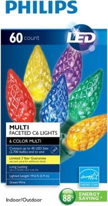 Philips 60 C6 Faceted Lights Blue LED New 