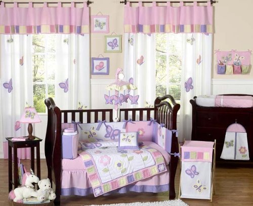 Pink and Purple Butterfly Collection Musical Crib Mobile by Sweet Jojo Designs B00290442O 