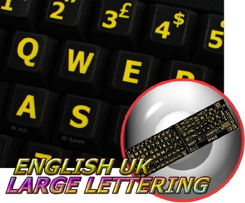 English UK LARGE LETTERING Keyboard Sticker black 