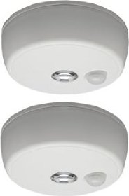 NEW Battery Operated Indoor Outdoor Motion Sensing LED Ceiling Light White 2 Pk 