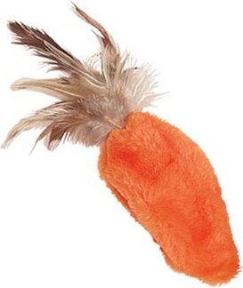 Orange Cat Toy Kong Feather Top Carrot Catnip
