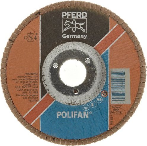 PFERD Polifan PSF Abrasive Flap Disc 4-1/2 Dia. Phenolic Resin Backing Round Hole Aluminum Oxide 120 Grit Pack of 1 Type 27