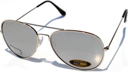 782324000118 Aviator 01 Sunglasses, Black Frame Silver Mirror Sunglasses