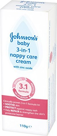 110gm Johnsons Baby 3 in 1 Nappy Care Cream with Zinc Oxide 