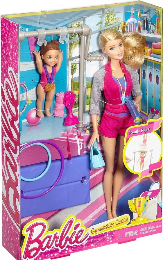 barbie gymnastic coach dolls & playset